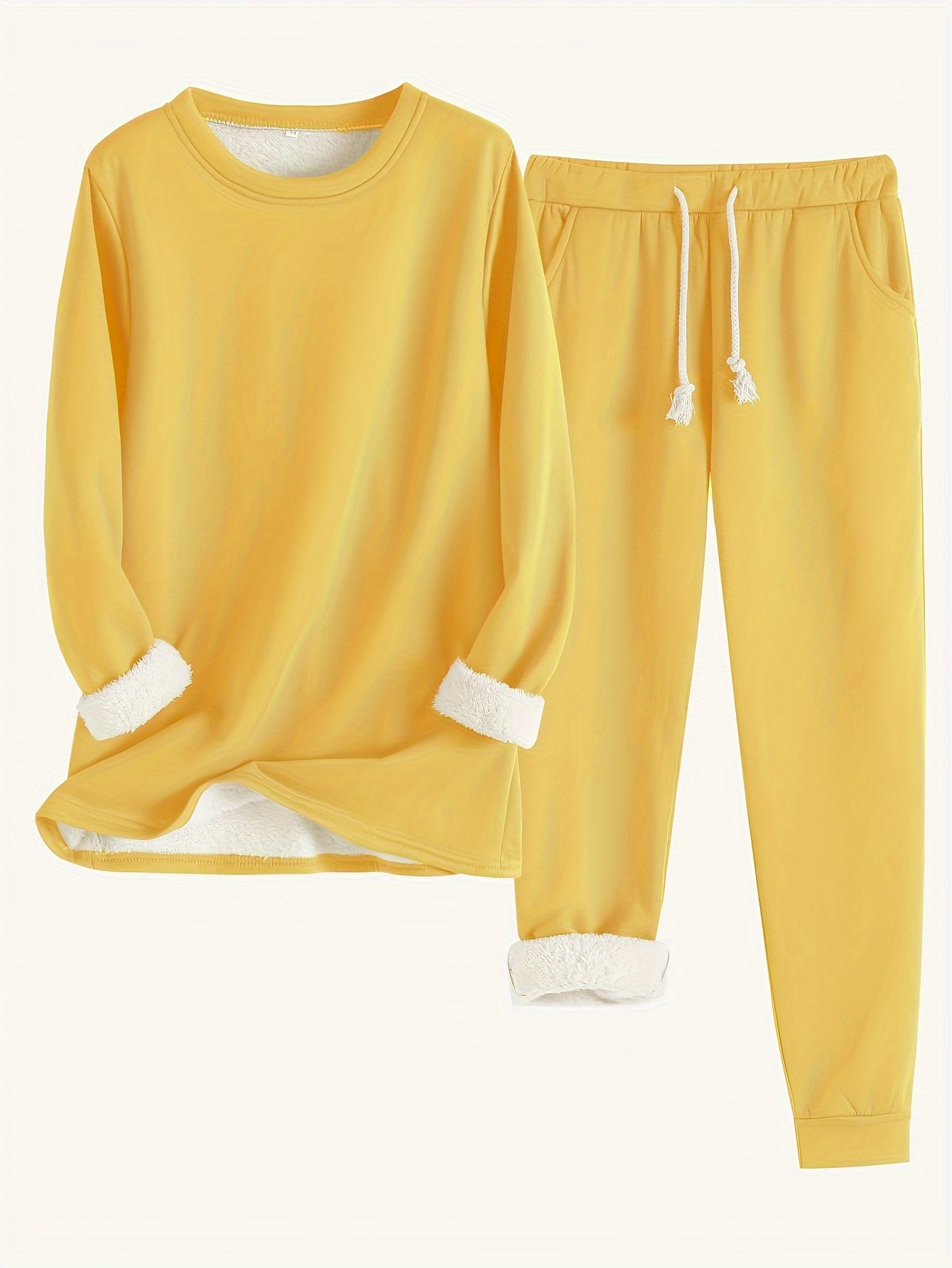 Dominika™ | Plush-lined cuffed sweatshirt jogger set