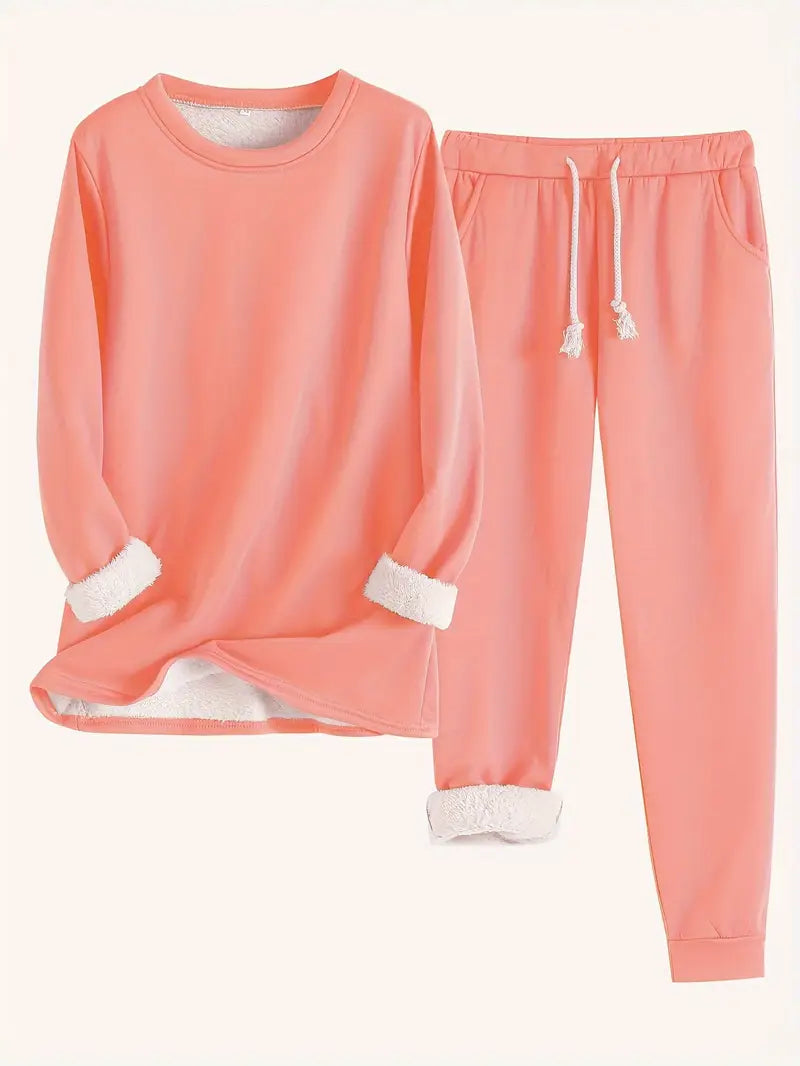 Dominika™ | Plush-lined cuffed sweatshirt jogger set