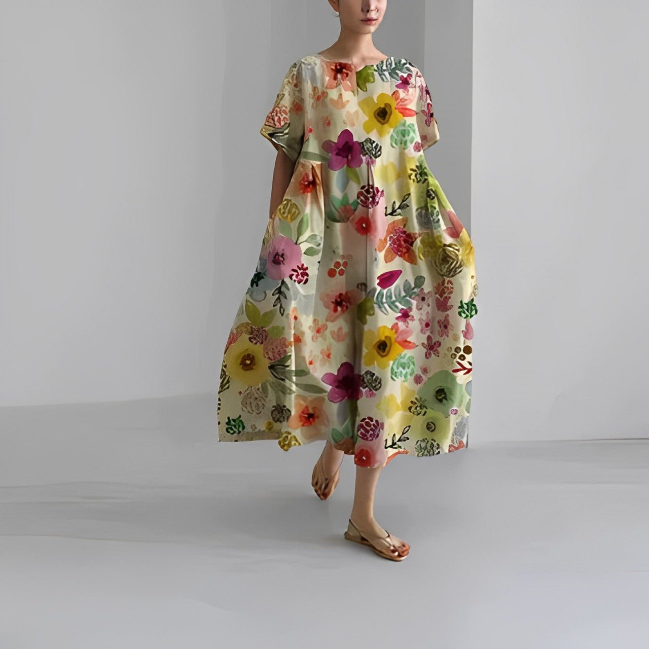 Artistic Floral Oversized Maxi Dress