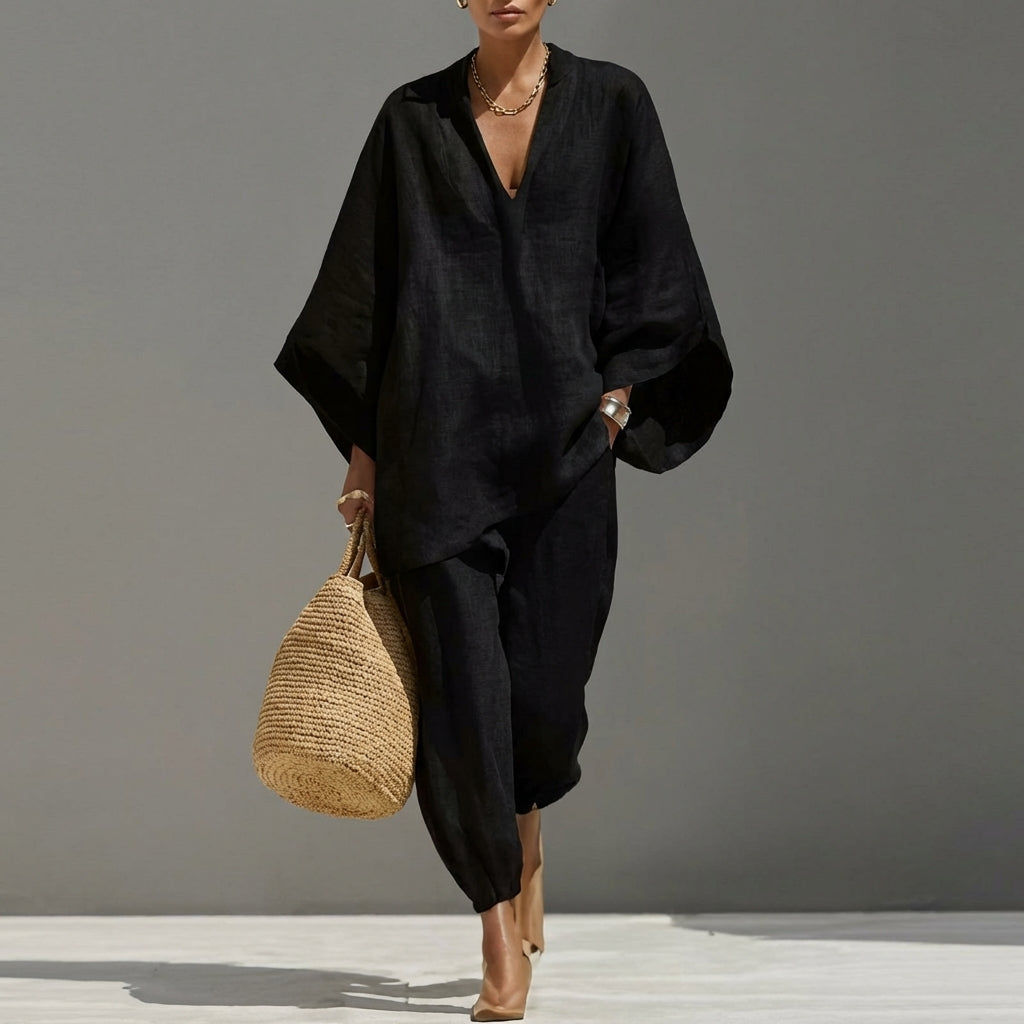 Gabriella | Elegant V-Neck Two-Piece Set