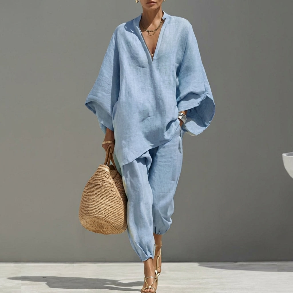 Gabriella | Elegant V-Neck Two-Piece Set