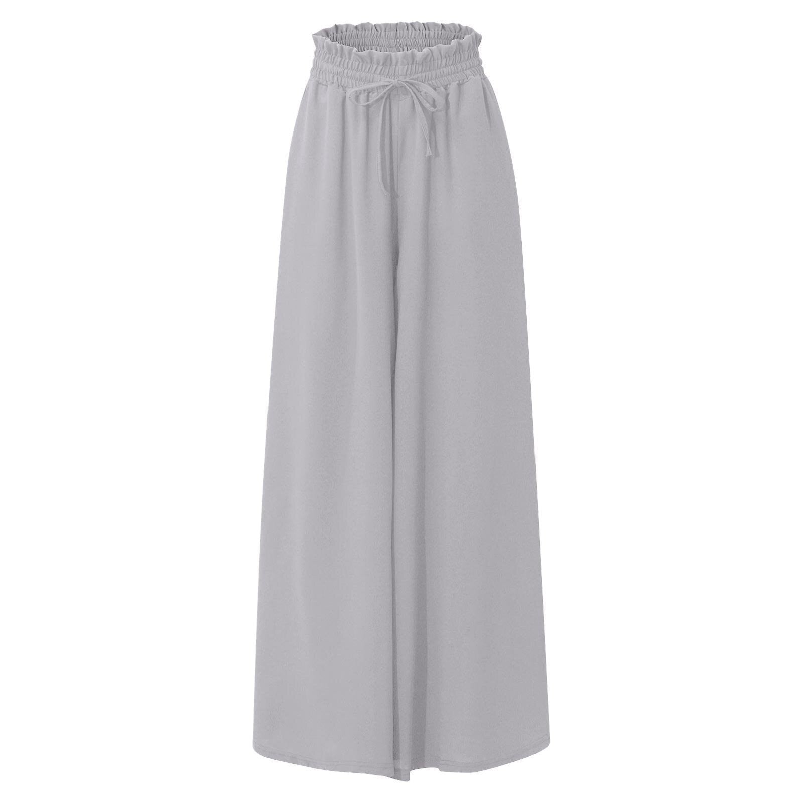 Casual High-Waist Drawstring Flowy Palazzo Pants
