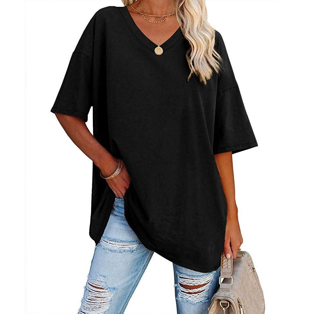 Oversized V-Neck Drop-Shoulder T-Shirt