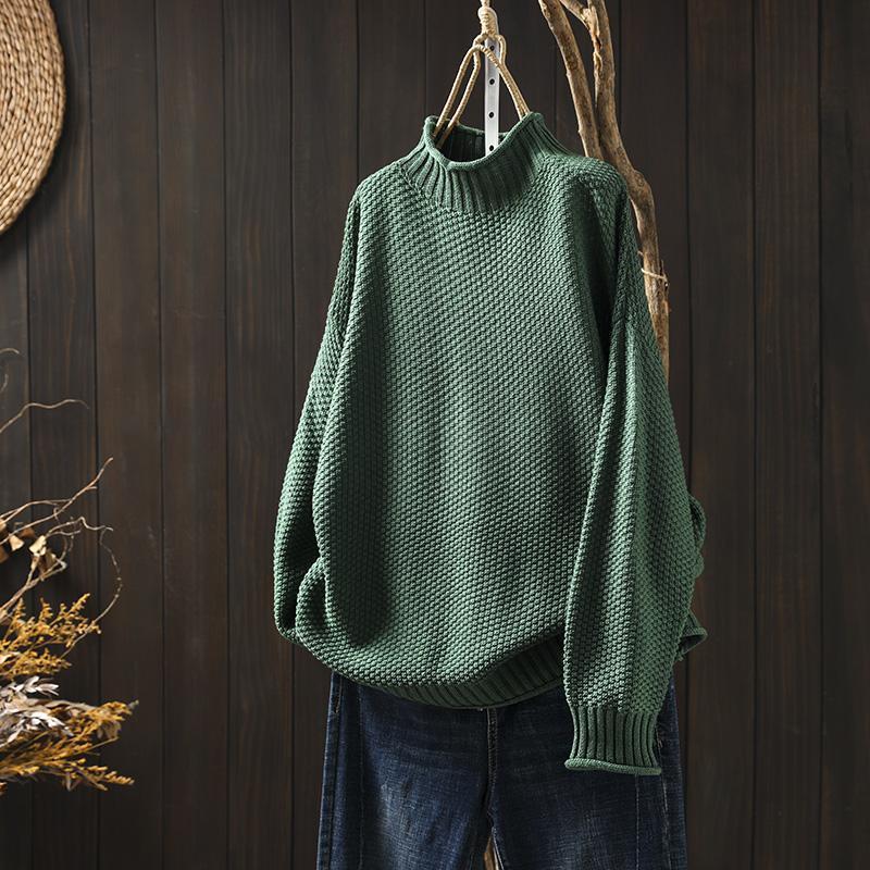 Jadya™ | Textured Wool High Collar Pullover