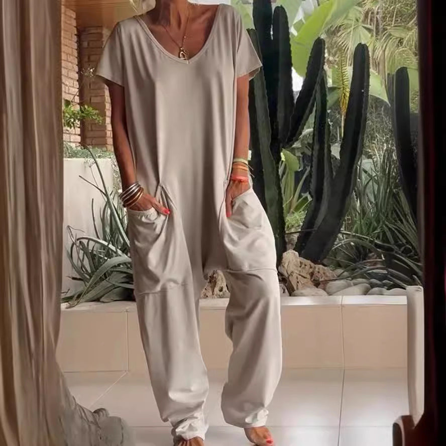 Elegant Wrap-Front Resort Style Jumpsuit