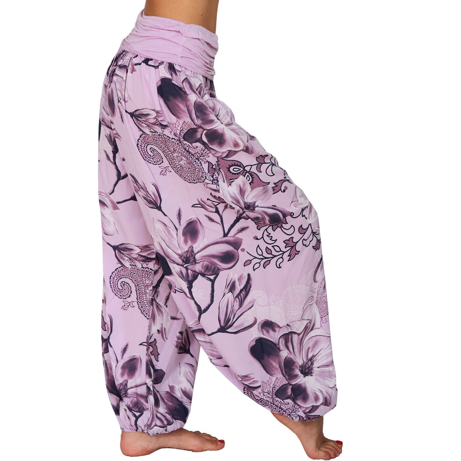 Elegant Floral Smocked Harem Pants