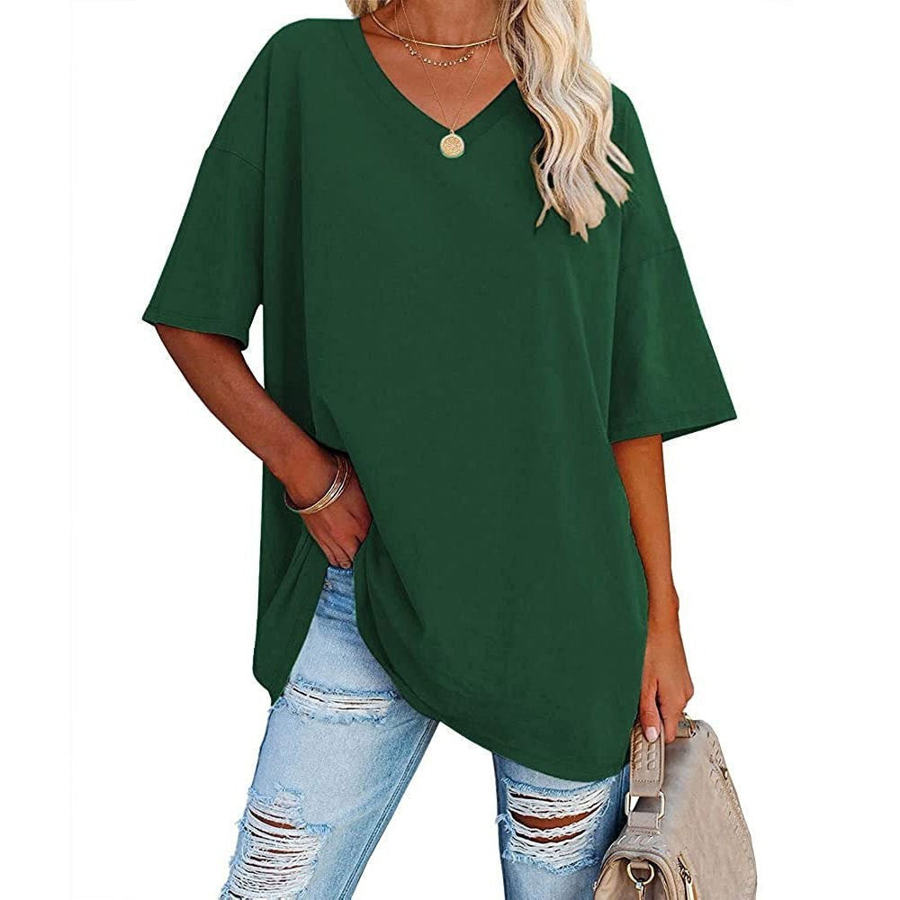 Oversized V-Neck Drop-Shoulder T-Shirt