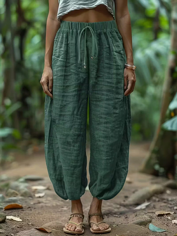 Boho Drawstring Waist Harem Pants