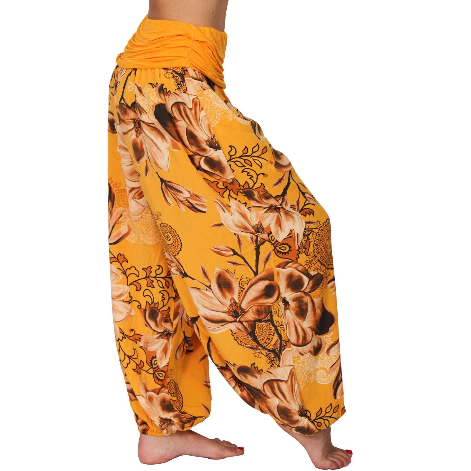 Elegant Floral Smocked Harem Pants