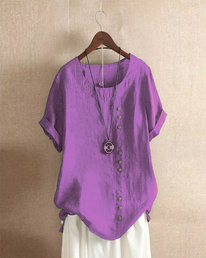 Asymmetrical Button Tunic Top