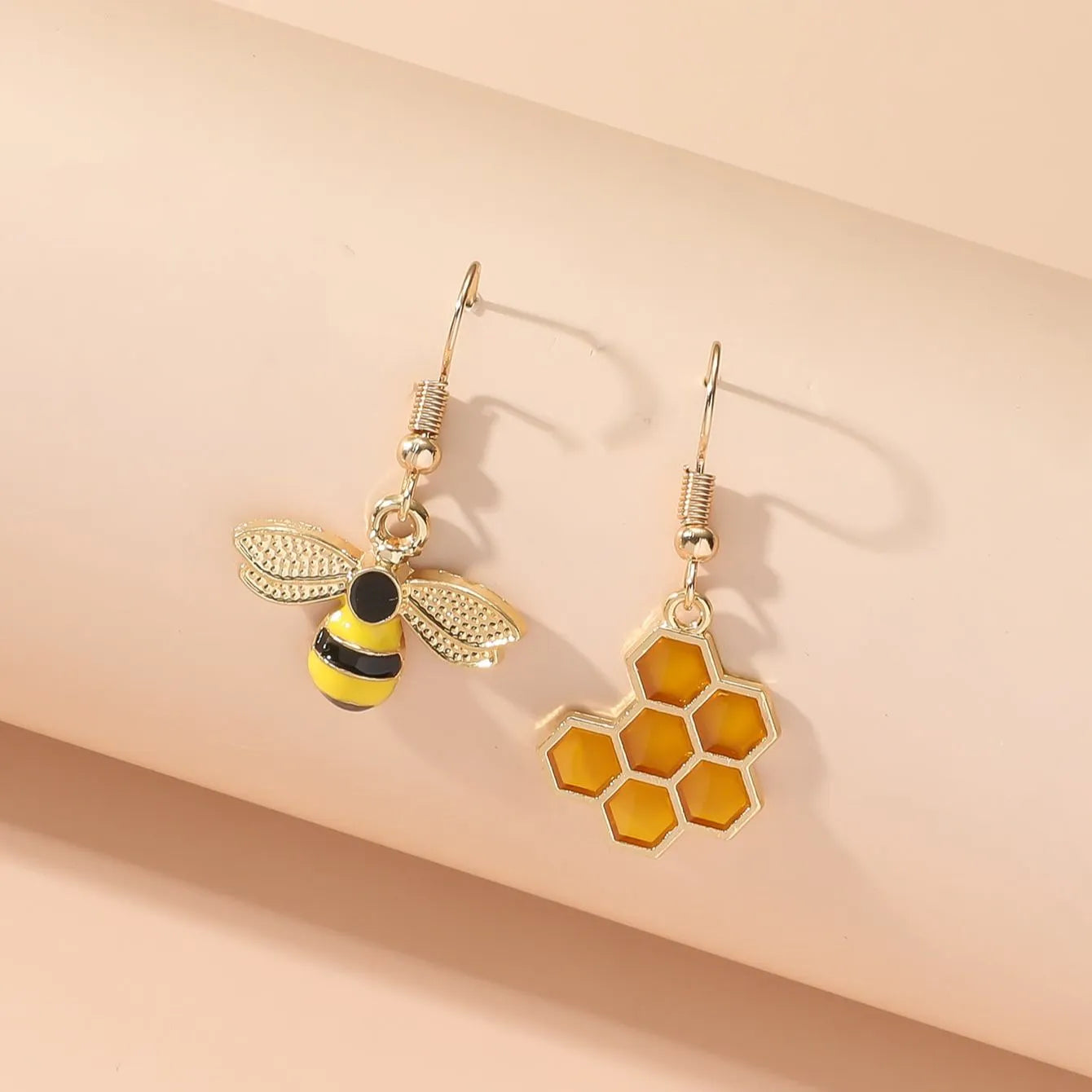 Honeycomb & Bee Drop Earrings