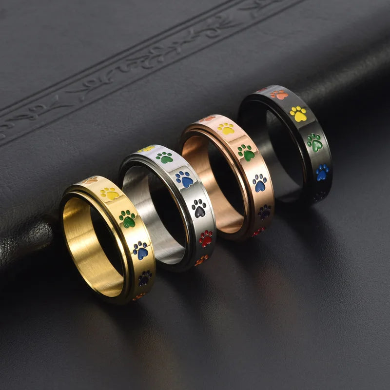 Paw Ring  with Rainbow Paws