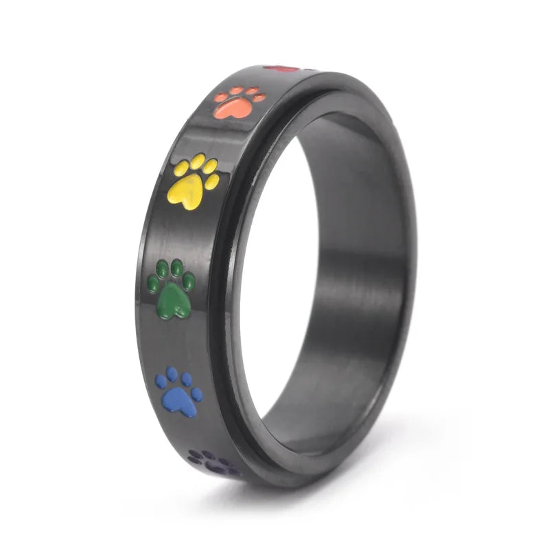 Paw Ring  with Rainbow Paws