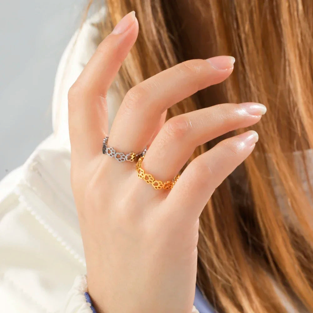 Adjustable Paw Print Ring