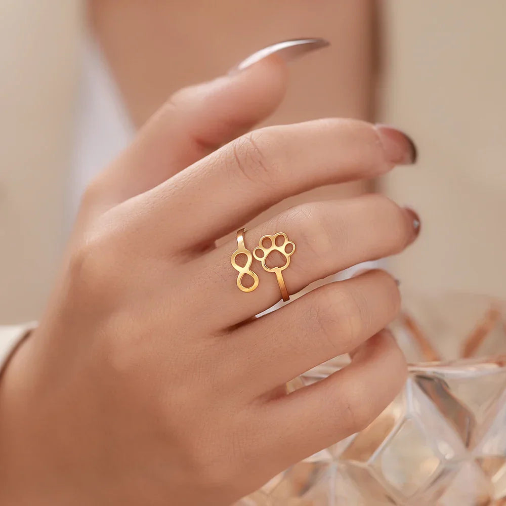 Adjustable Infinity Paw Ring