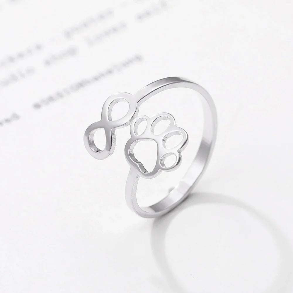 Adjustable Infinity Paw Ring