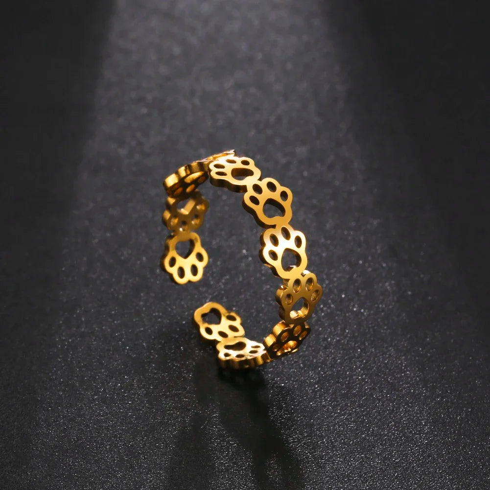 Adjustable Paw Print Ring