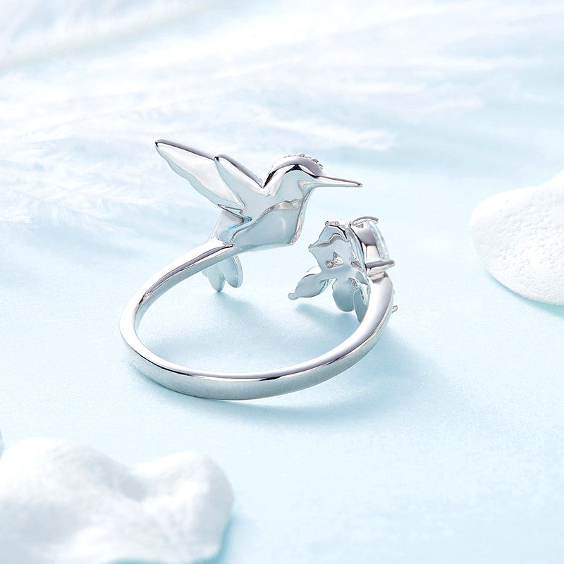 Adjustable Hummingbird Sparkle Ring