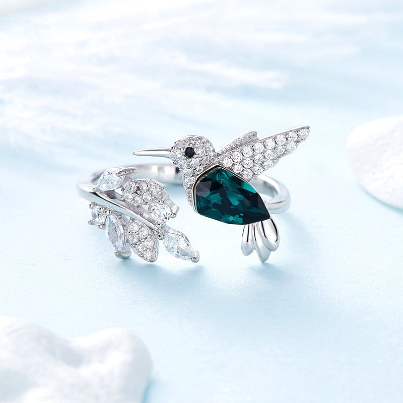 Adjustable Hummingbird Sparkle Ring