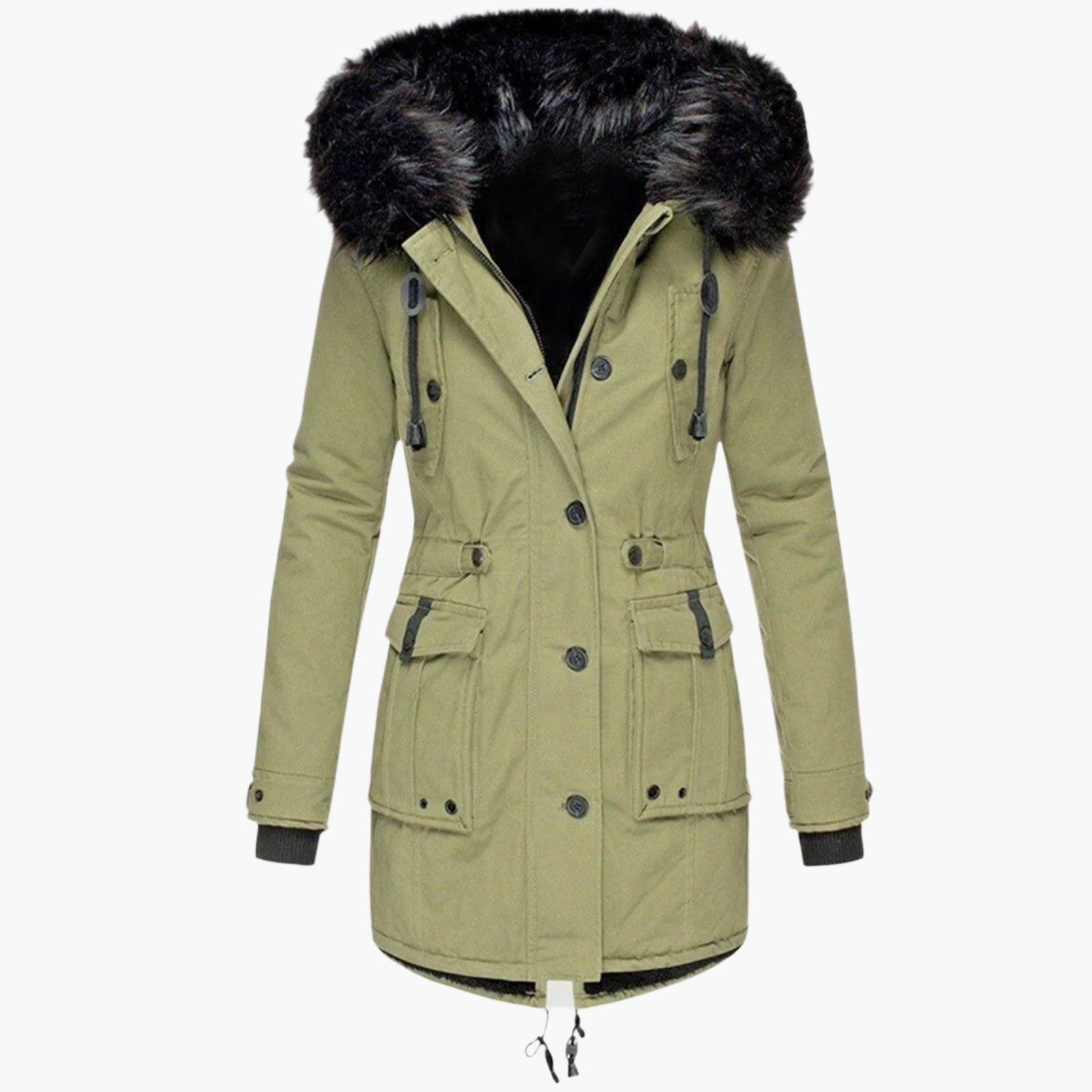 Insulated Faux-Fur Hooded Slim-Fit Parka Jacket