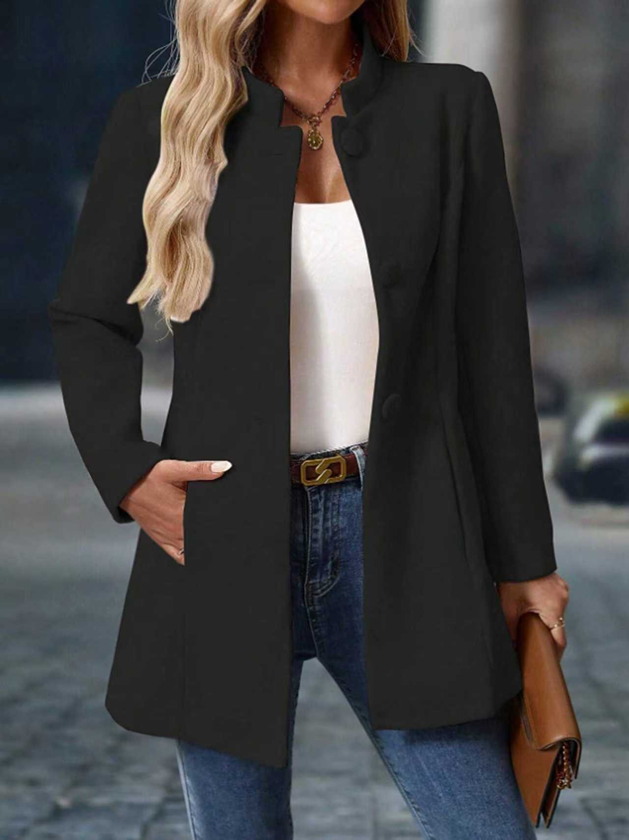 Joliette™ | Stand Collar Single Breasted Tailored Coat