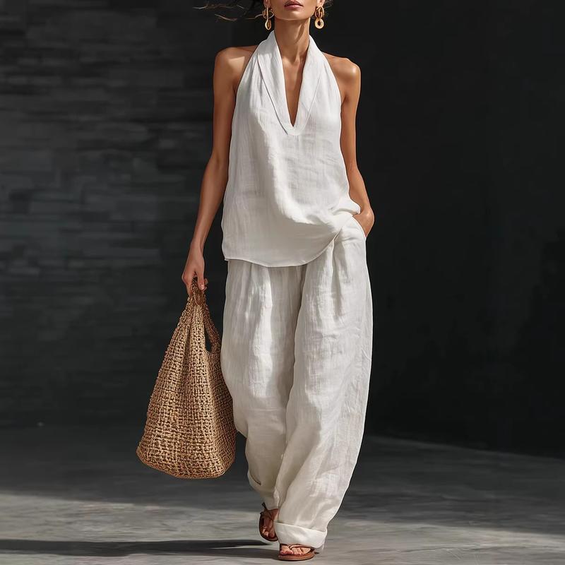 Federica | Elegant V-Neck Sleeveless Two-Piece Set