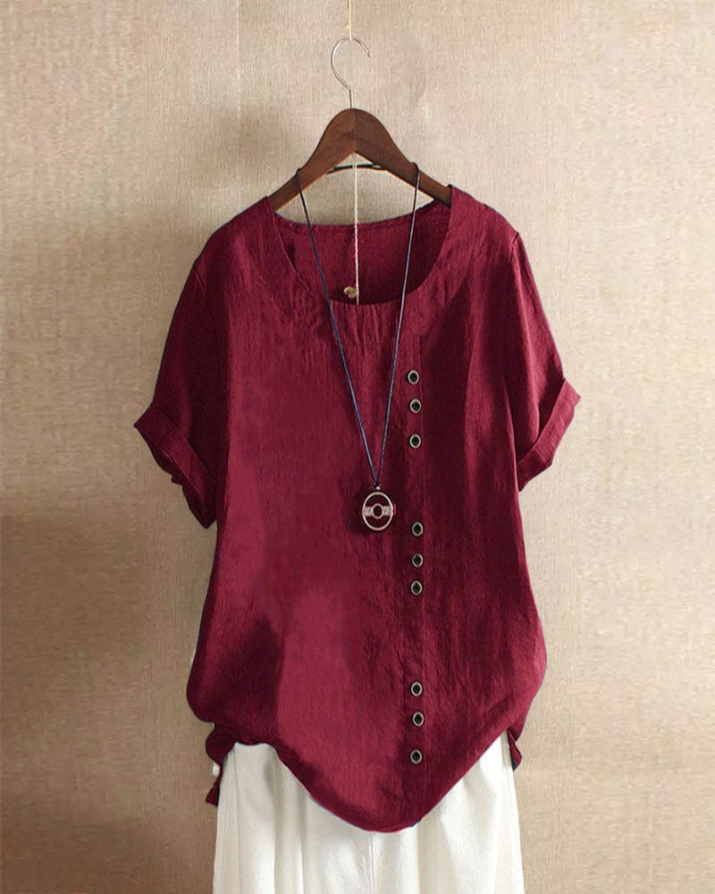 Asymmetrical Button Tunic Top
