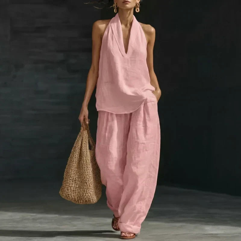 Federica | Elegant V-Neck Sleeveless Two-Piece Set