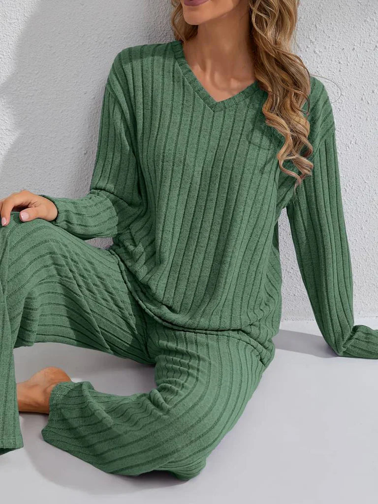 CozRib™ | Women's Ribbed V-Neck Lounge Set