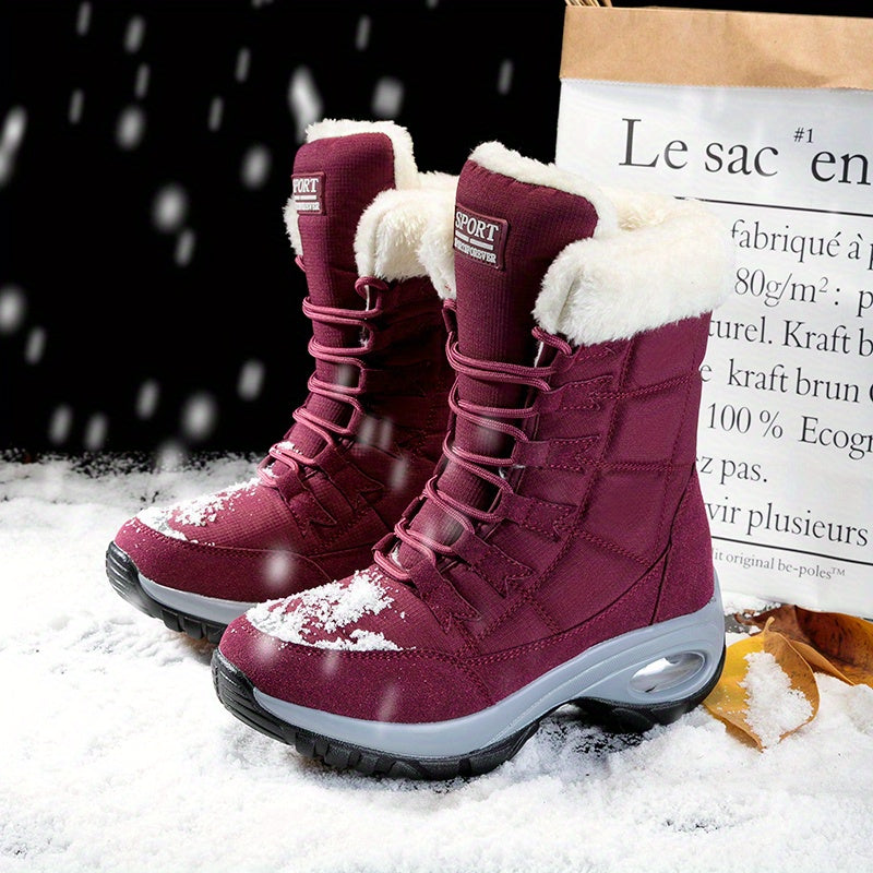 Cecilia™ | Faux-fur cuff lace-up mid-calf snow boots