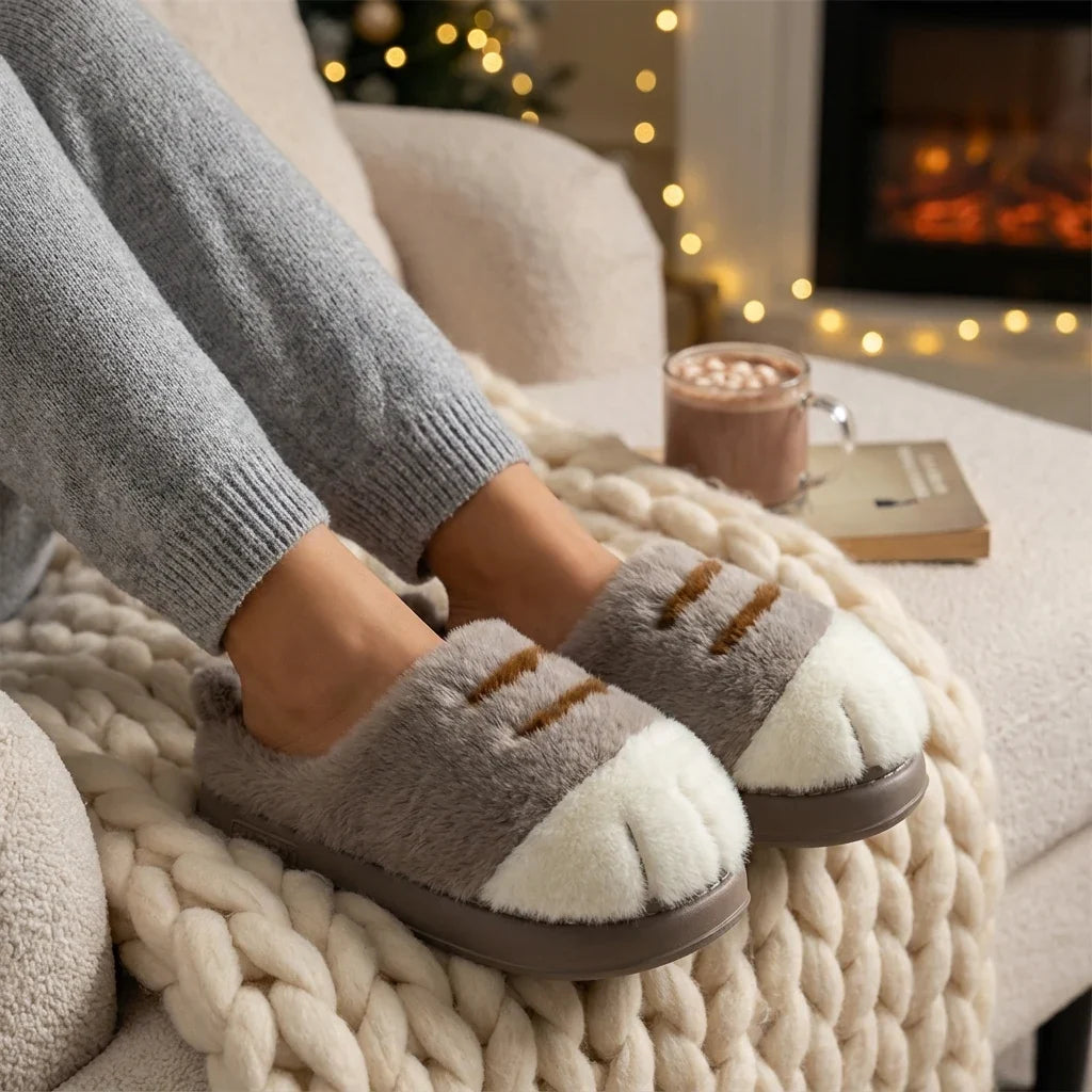 PurrPaws™ | Cat Paw Plush Slippers
