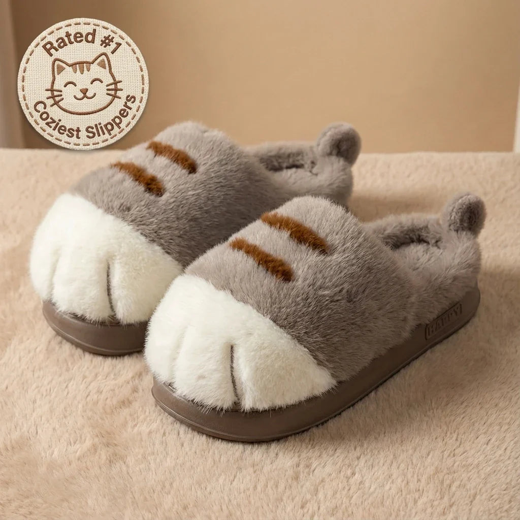 PurrPaws™ | Cat Paw Plush Slippers