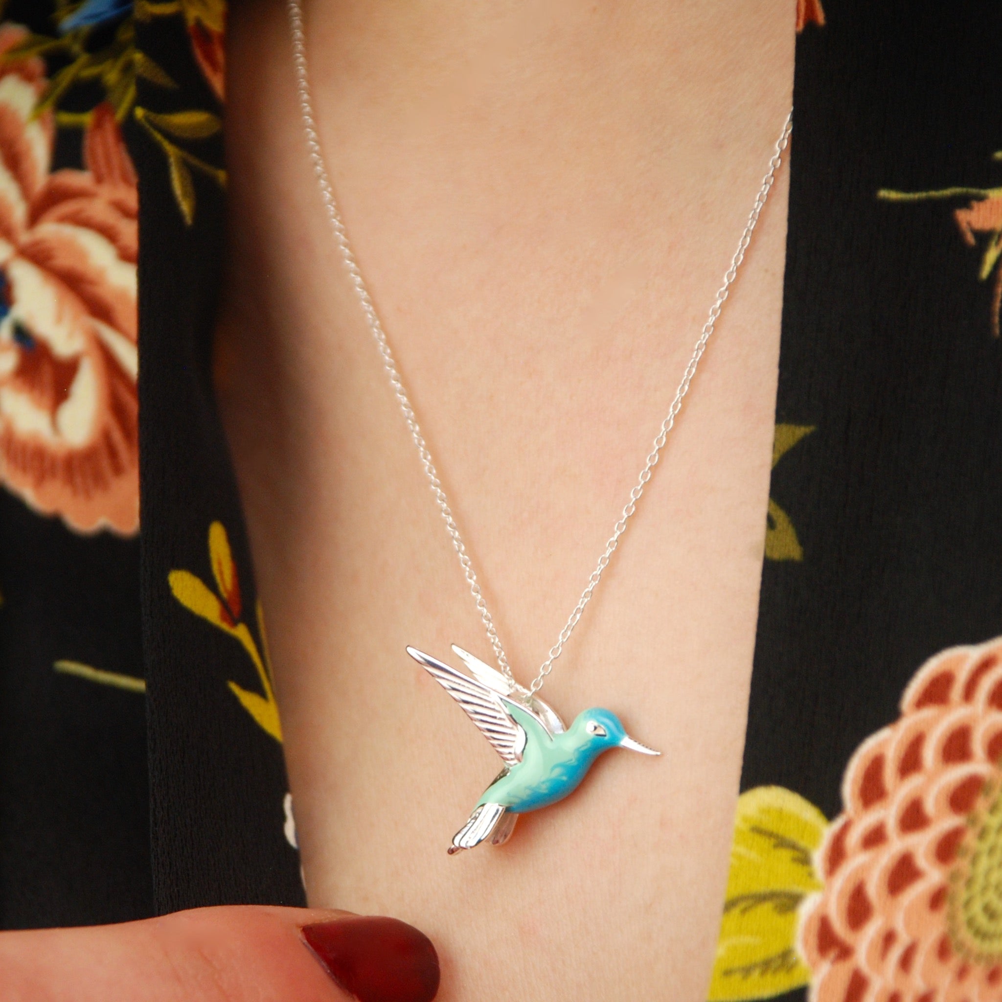 SEnamel Hummingbird Necklace