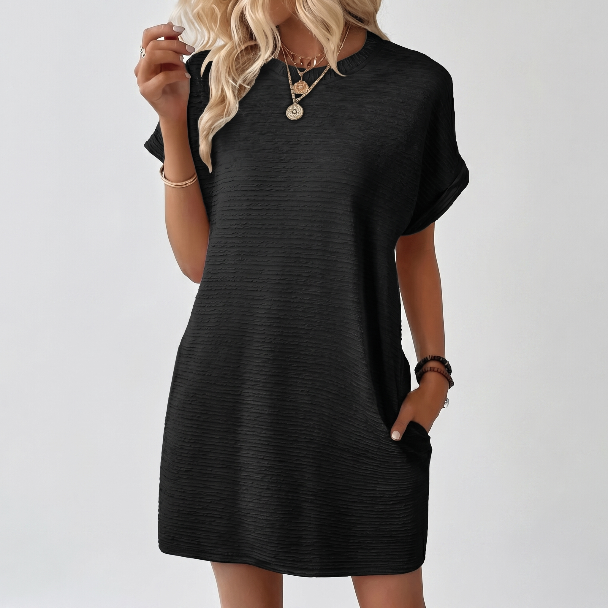 Evasha™ | Women's Relaxed T-Shirt Mini Dress