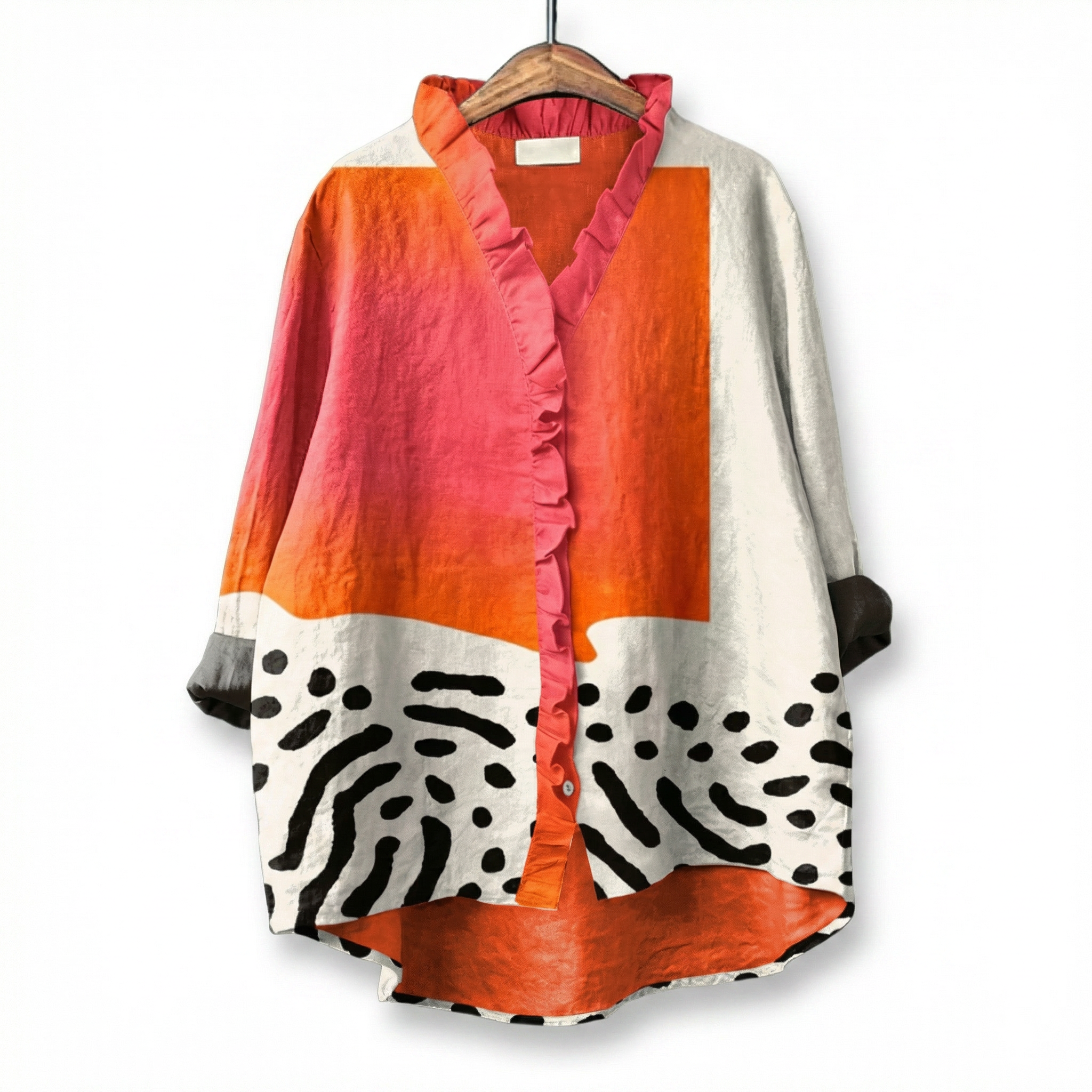 Melinda™ | Women's Artistic Print Linen Blouse