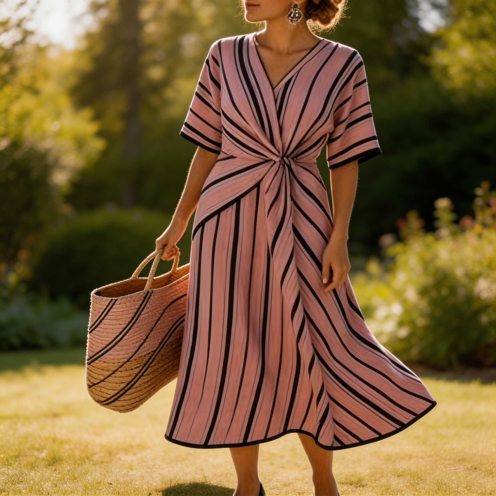 AzureKnot™ | Women's Knot Front V-Neck Maxi Dress