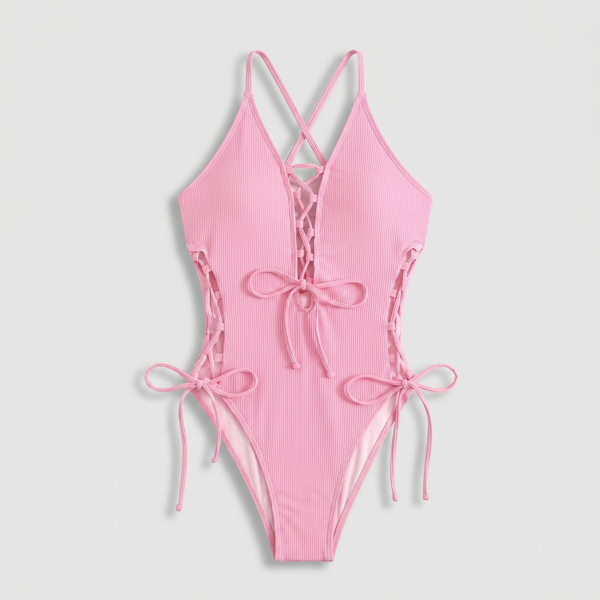 LaceRib™ | Women's Lace-Up Ribbed One-Piece Swimsuit