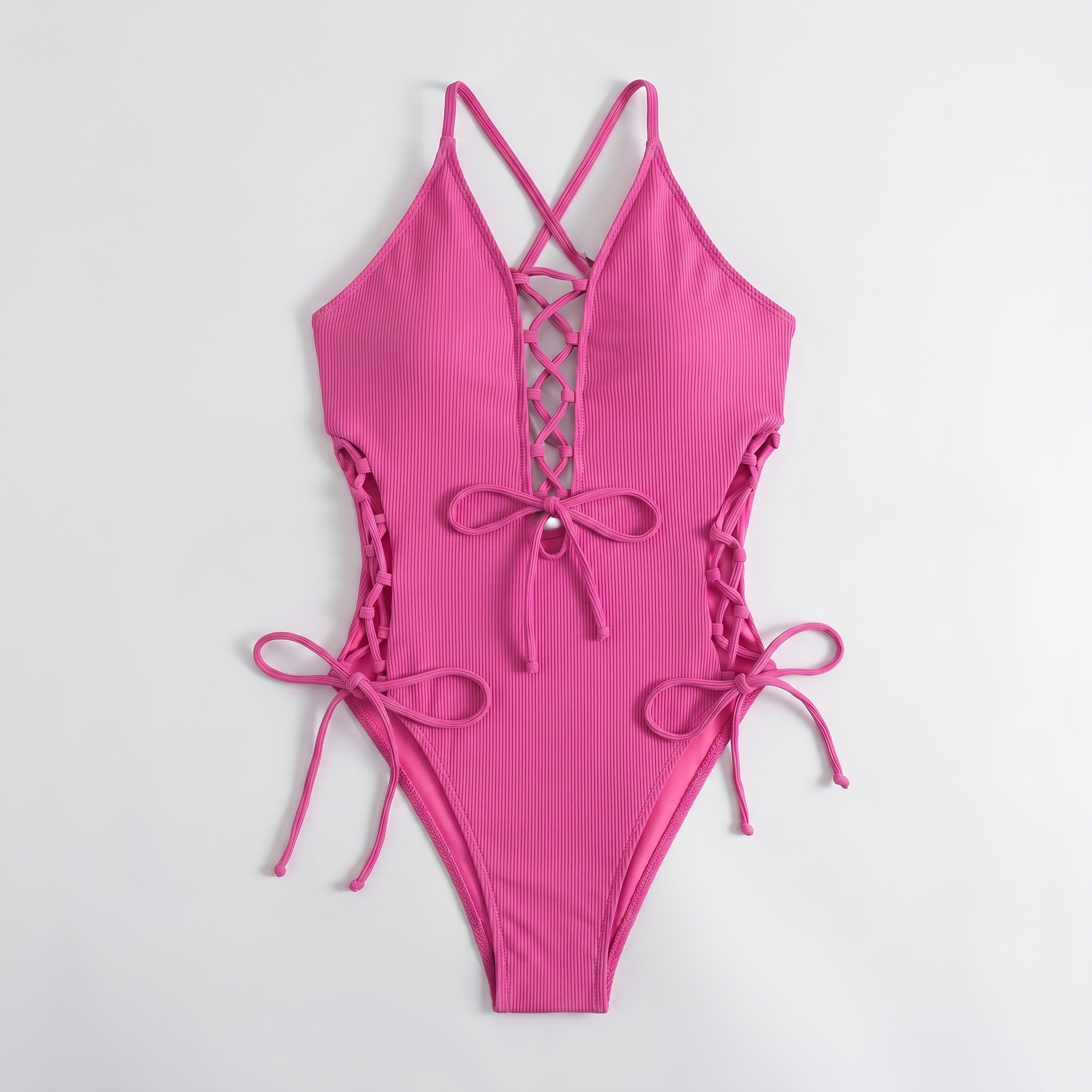 LaceRib™ | Women's Lace-Up Ribbed One-Piece Swimsuit