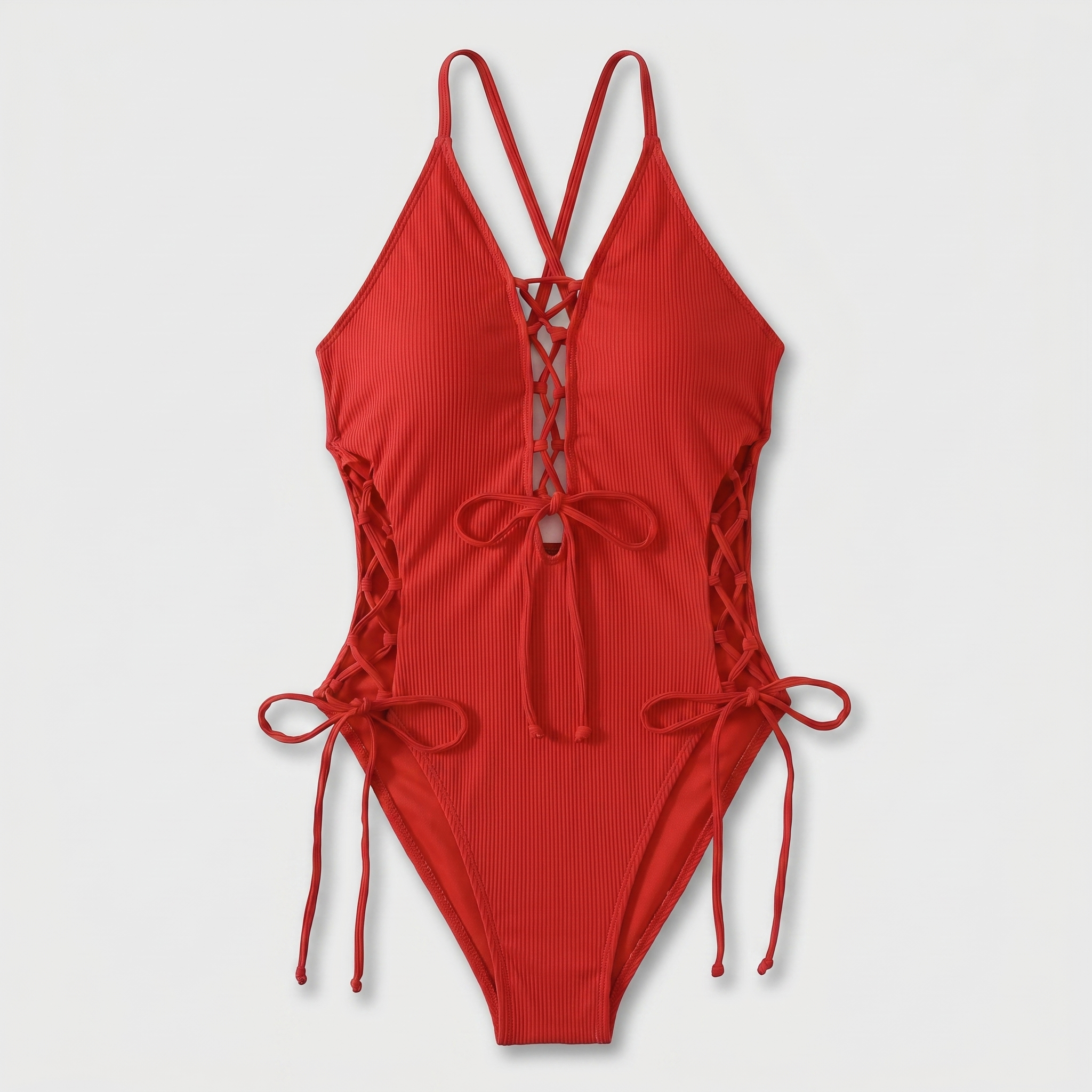 LaceRib™ | Women's Lace-Up Ribbed One-Piece Swimsuit