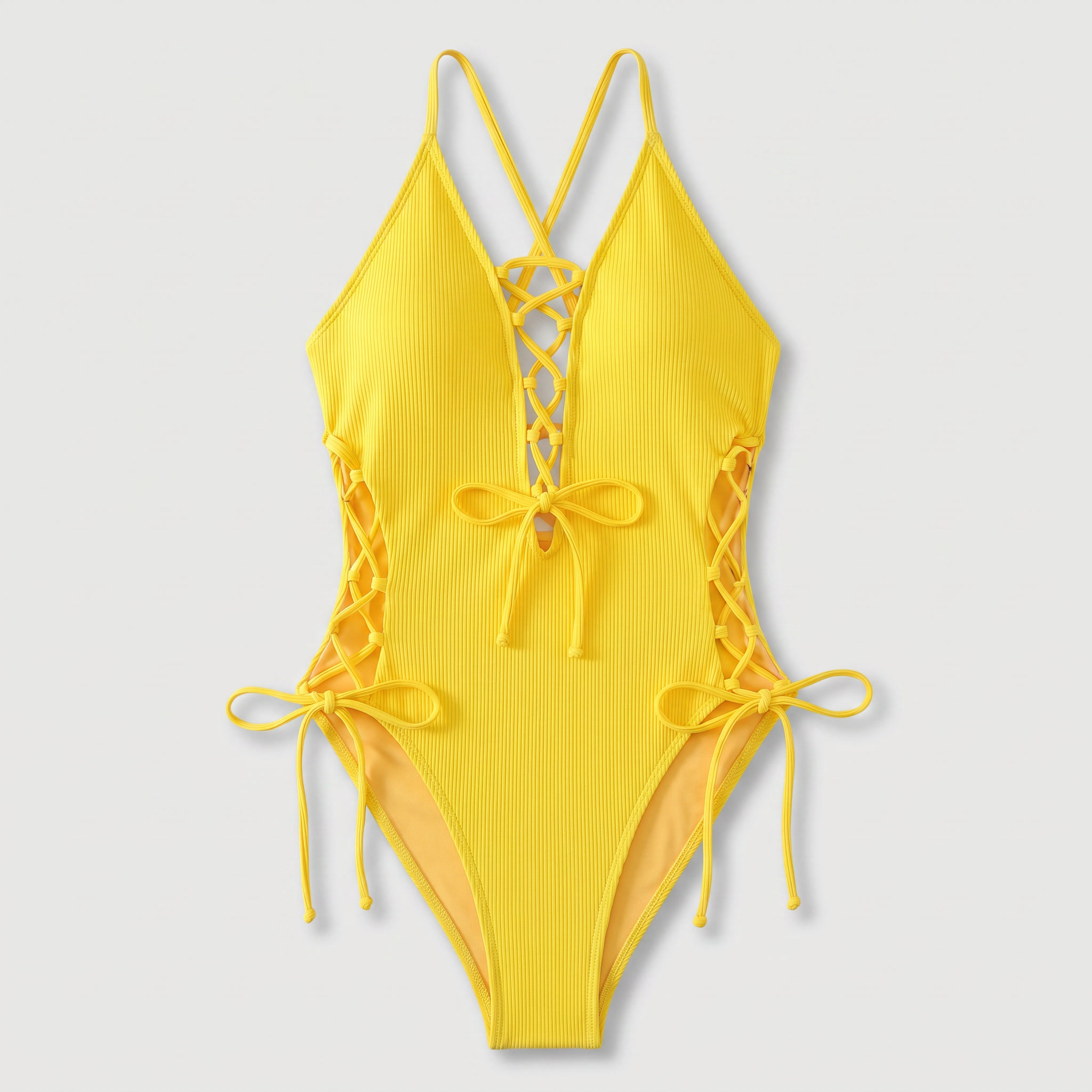 LaceRib™ | Women's Lace-Up Ribbed One-Piece Swimsuit