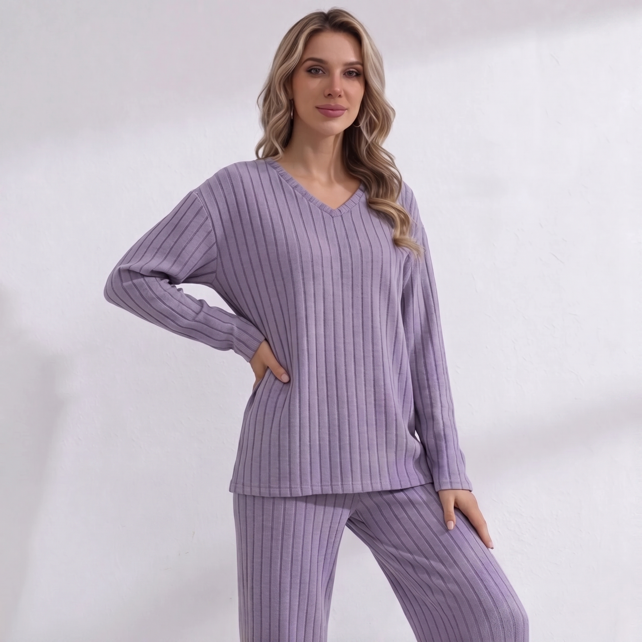 CozRib™ | Women's Ribbed V-Neck Lounge Set
