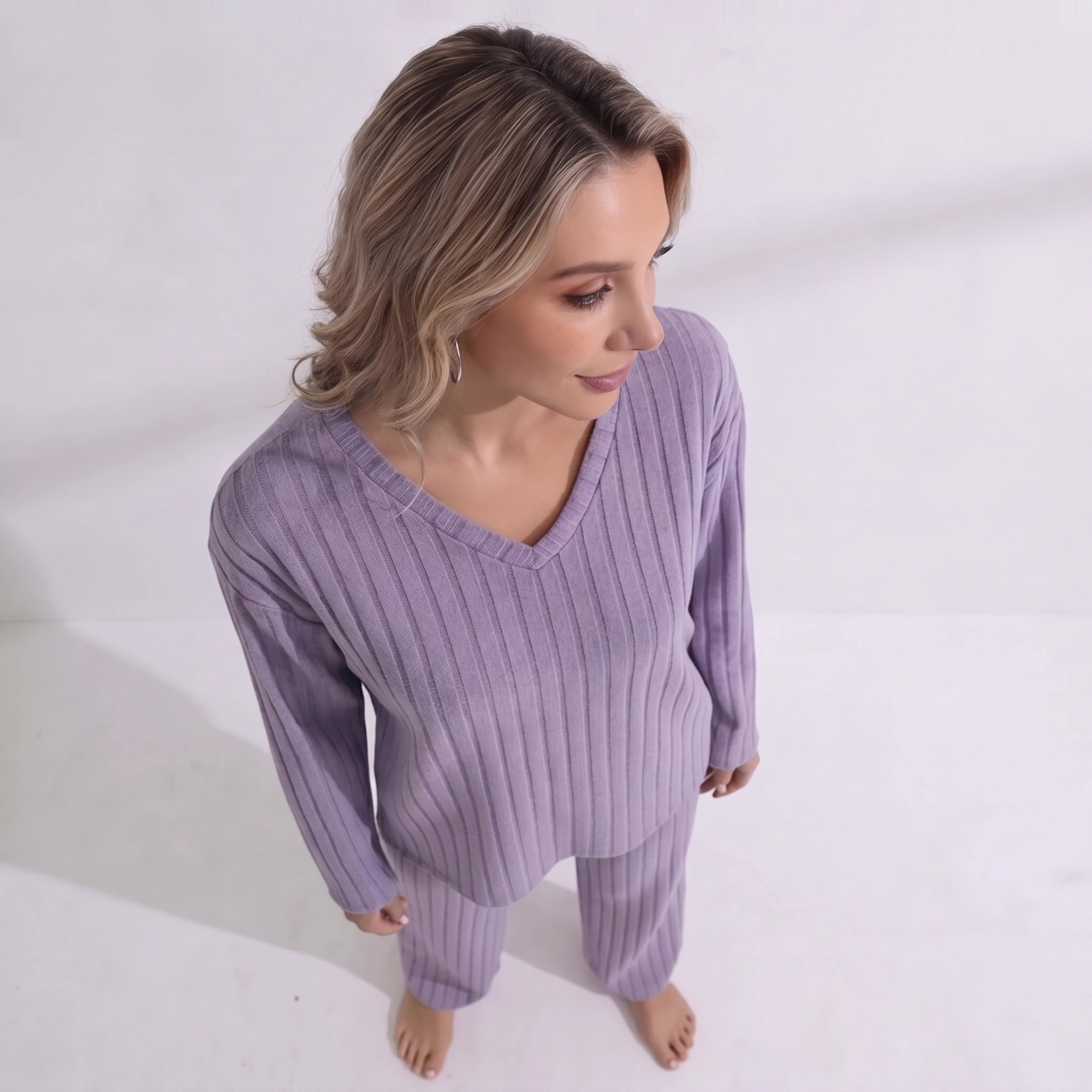 CozRib™ | Women's Ribbed V-Neck Lounge Set