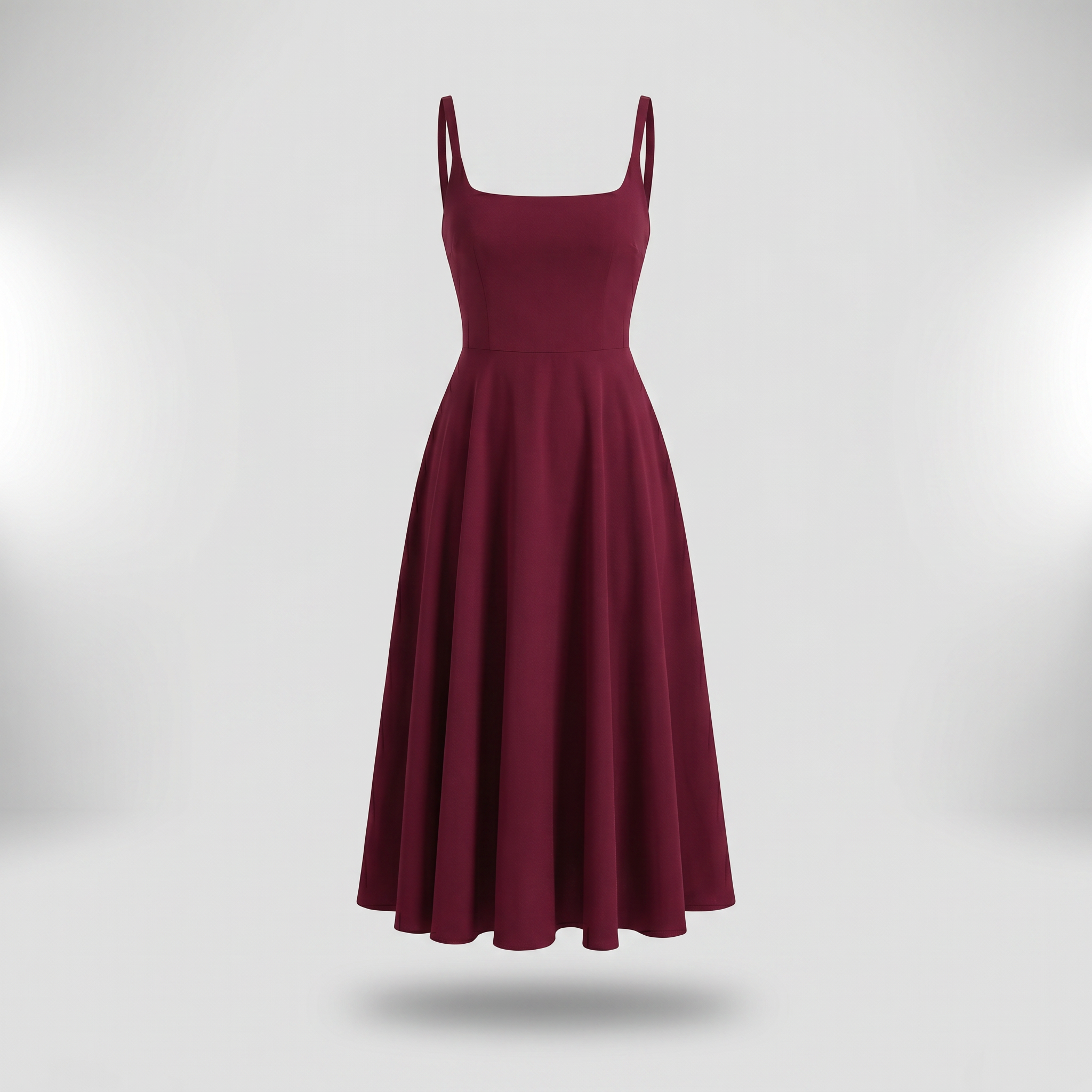 GraceFlow™ | Women's Square Neck Midi Swing Dress