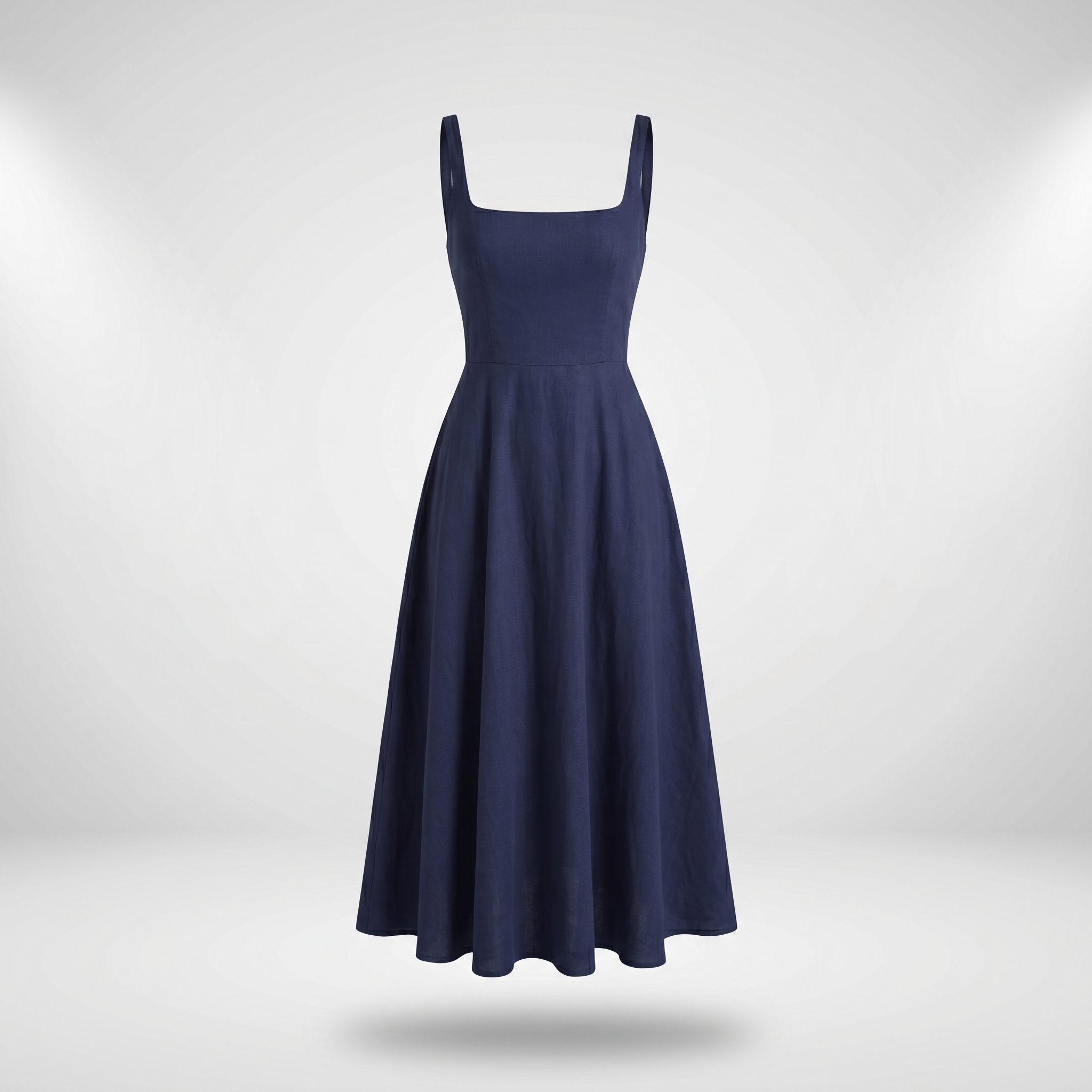 GraceFlow™ | Women's Square Neck Midi Swing Dress