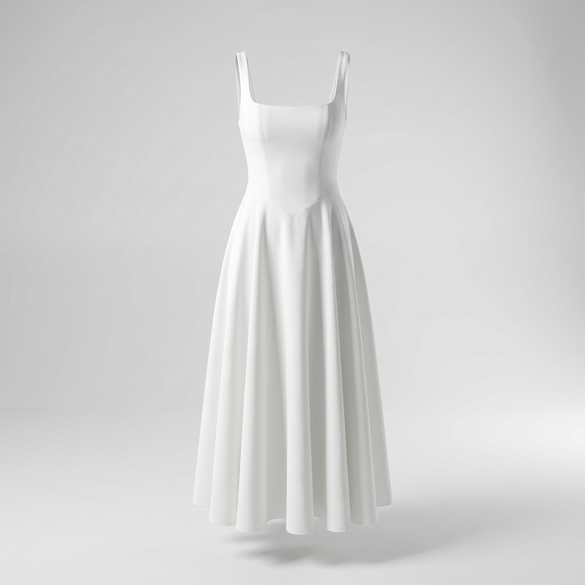 GraceFlow™ | Women's Square Neck Midi Swing Dress