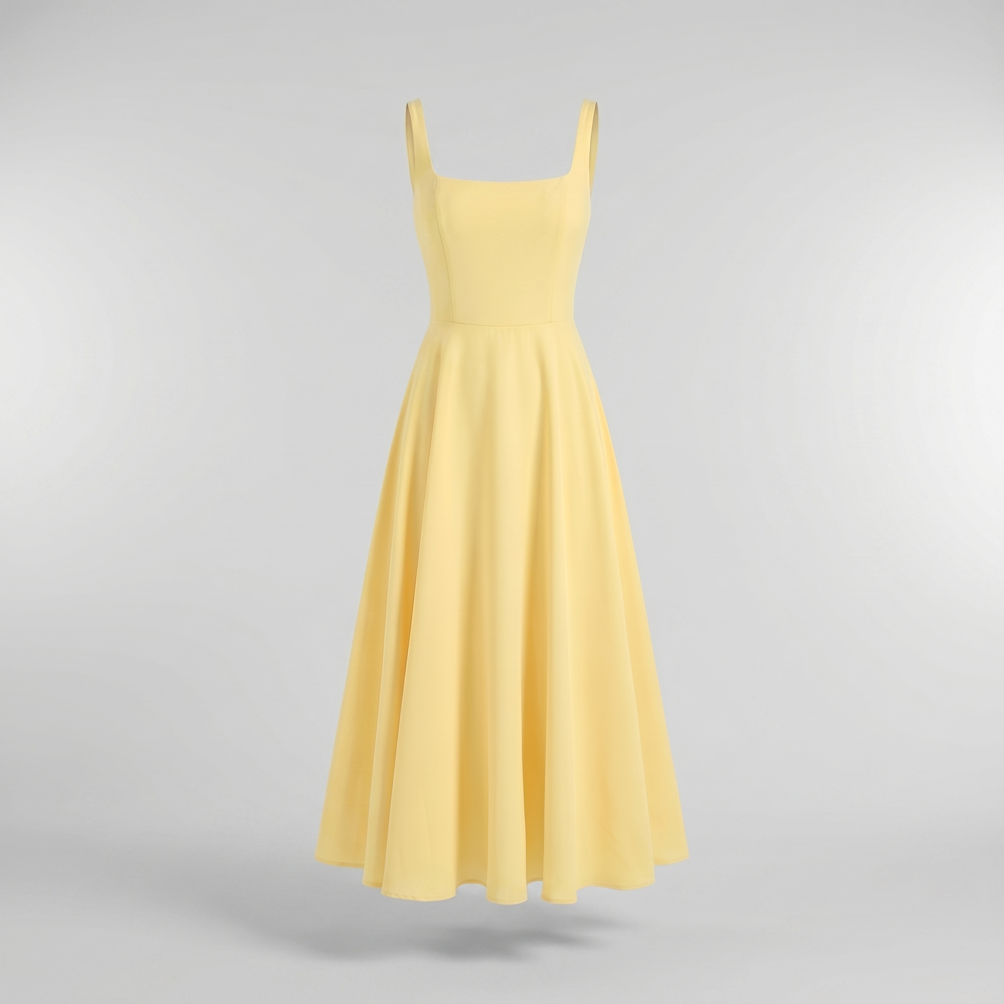 GraceFlow™ | Women's Square Neck Midi Swing Dress