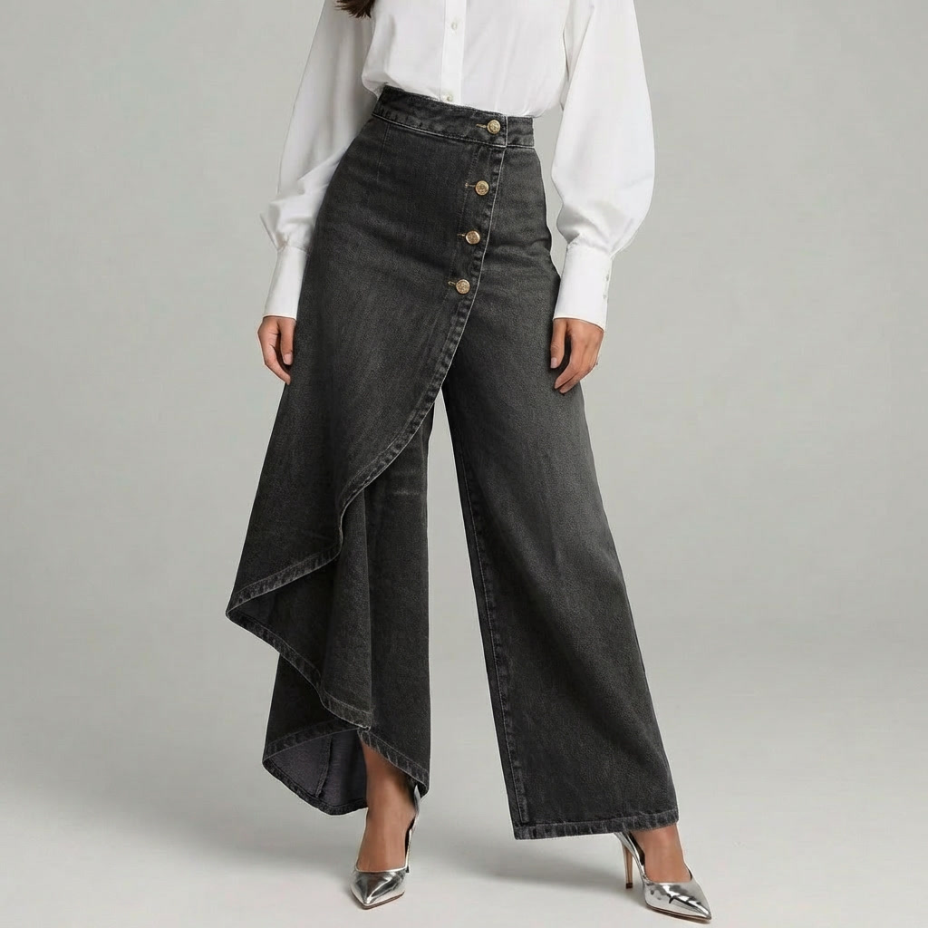 WrapDenim™ | Women's High Waist Wide-Leg Wrap Jeans