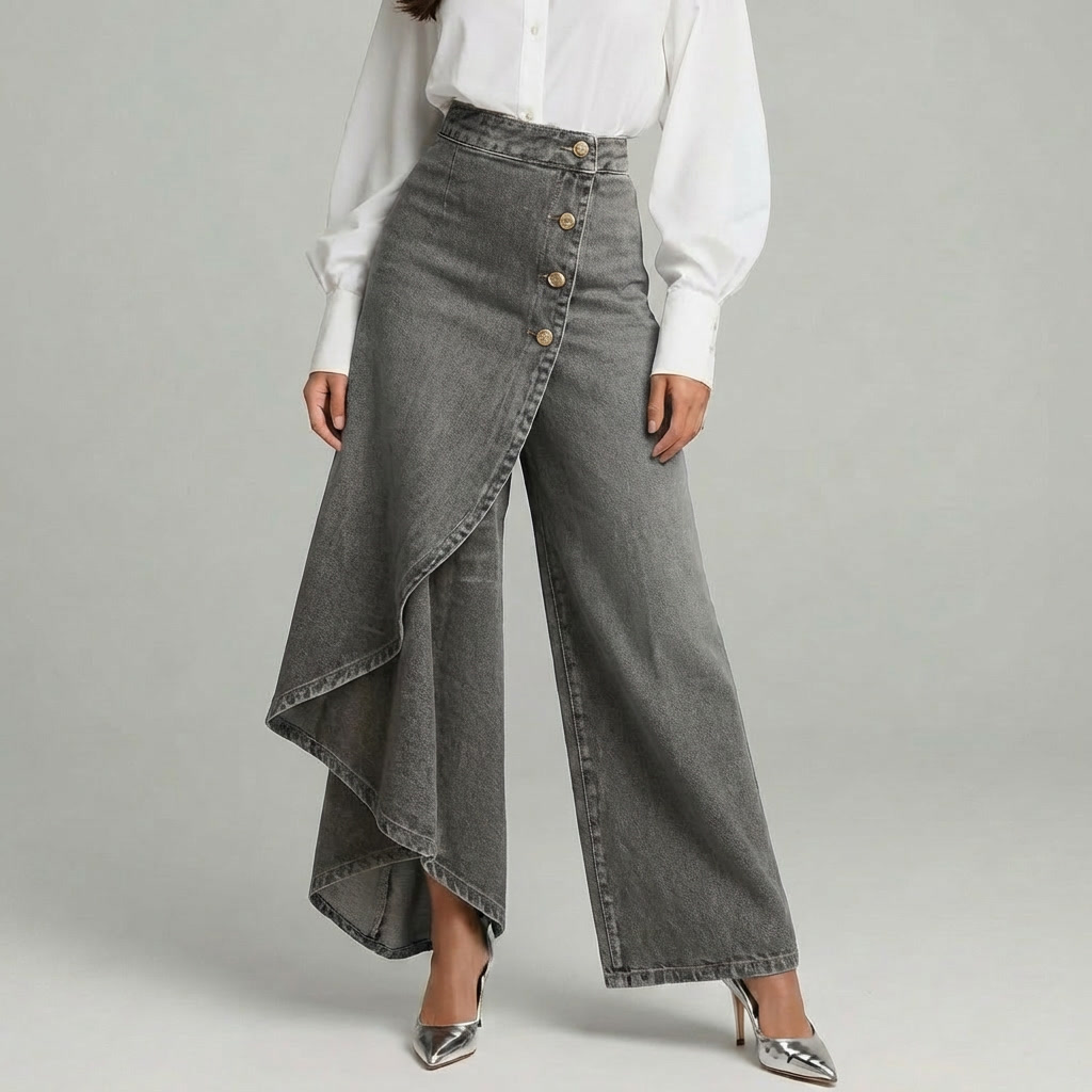 WrapDenim™ | Women's High Waist Wide-Leg Wrap Jeans