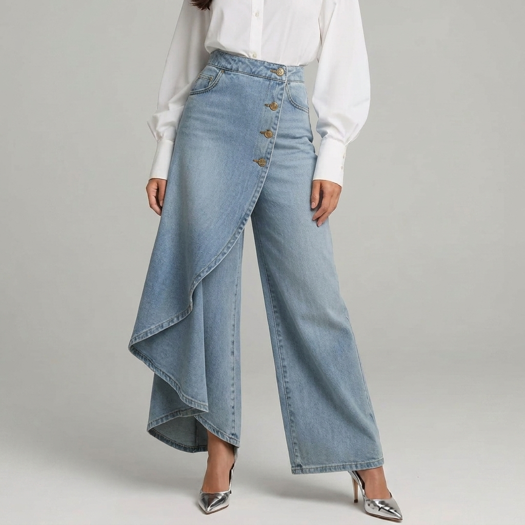 WrapDenim™ | Women's High Waist Wide-Leg Wrap Jeans
