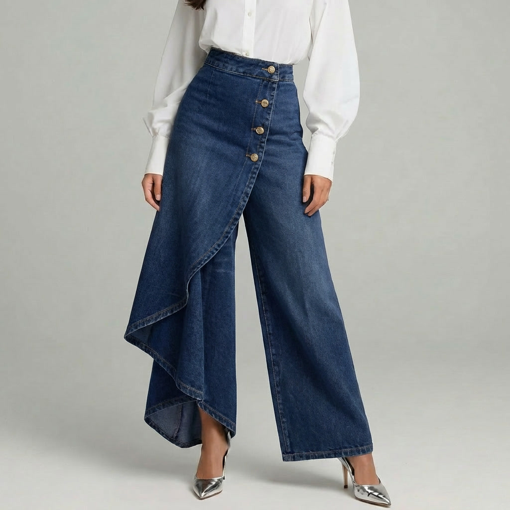 WrapDenim™ | Women's High Waist Wide-Leg Wrap Jeans